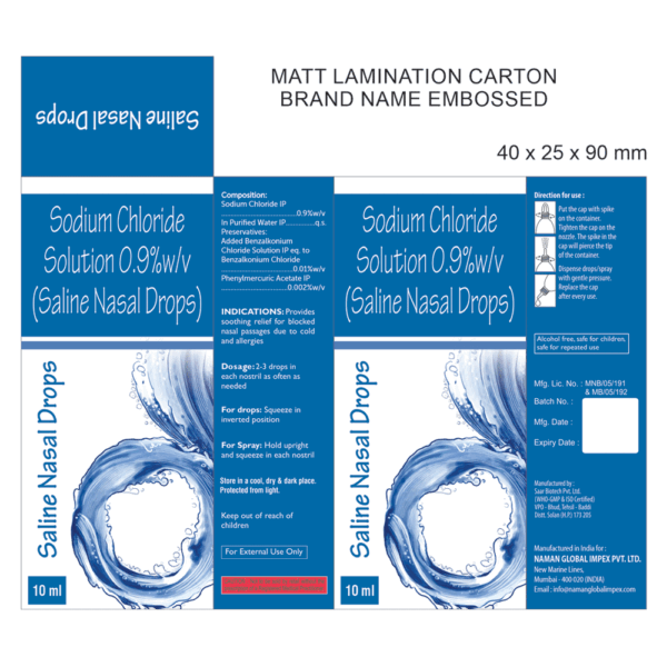 SALINE NASAL DROPS 10 ML CARTON